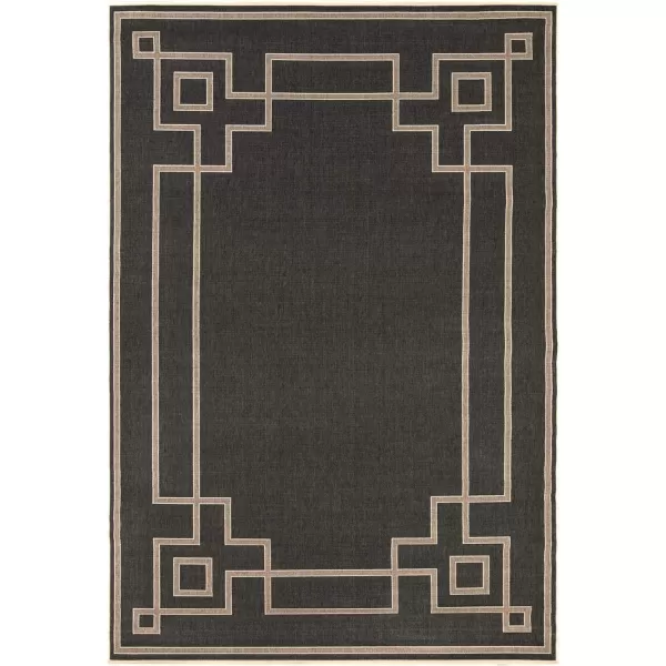 Artistic Weavers Prosperie Solid Border Outdoor Area Rug 73 Round Beige8 ft 10 in x 12 ft 10 in Black