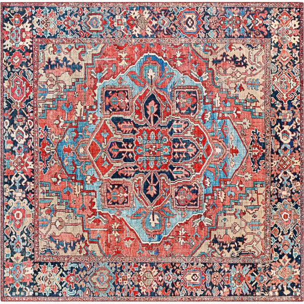 Artistic Weavers Reeta Printed Medallion Area Rug10 SquareBright RedWheat10 ft Square Bright RedWheat