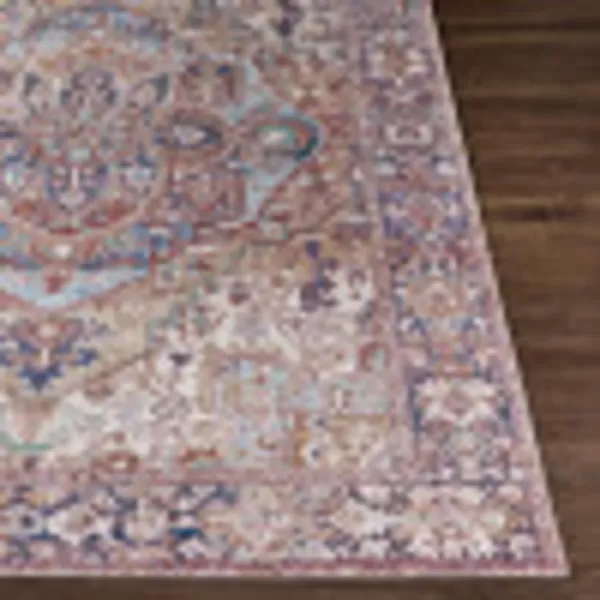 Artistic Weavers Reeta Printed Medallion Area Rug10 SquareBright RedWheat2 ft 3 in x 3 ft 9 in BrownNavy