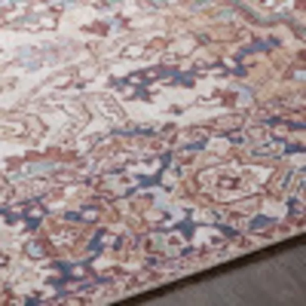 Artistic Weavers Reeta Printed Medallion Area Rug10 SquareBright RedWheat2 ft 3 in x 3 ft 9 in BrownNavy