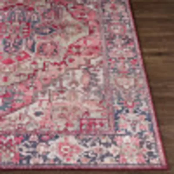 Artistic Weavers Reeta Printed Medallion Area Rug10 SquareBright RedWheat2 ft 3 in x 3 ft 9 in BurgundyDark Blue