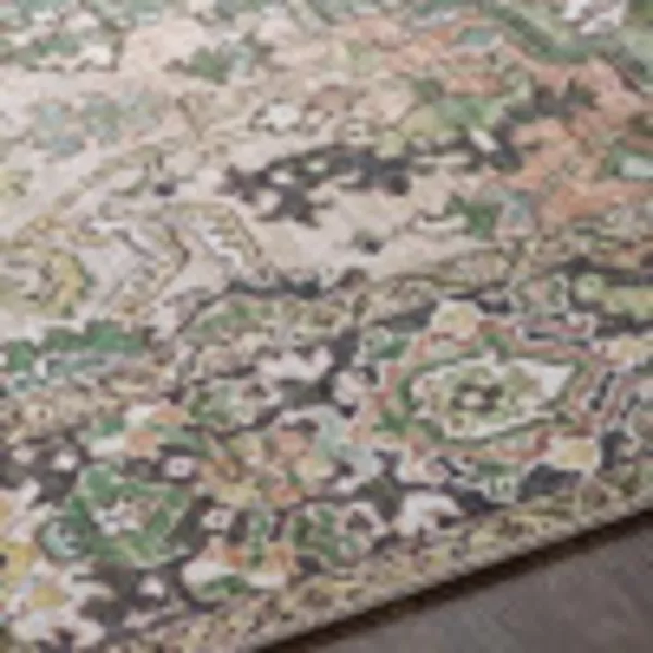 Artistic Weavers Reeta Printed Medallion Area Rug10 SquareBright RedWheat2 ft 3 in x 3 ft 9 in Dark Green