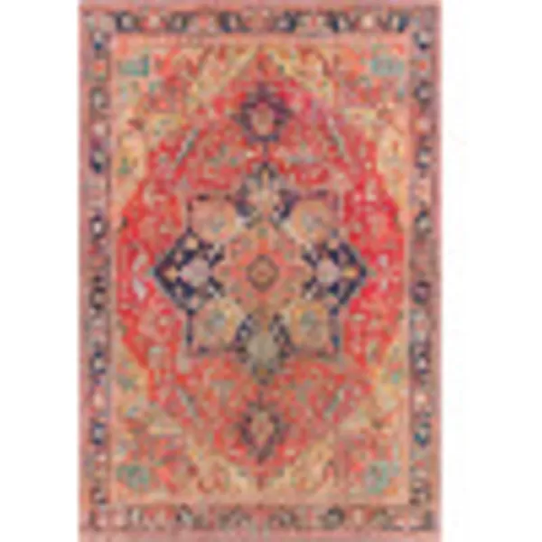 Artistic Weavers Reeta Printed Medallion Area Rug10 SquareBright RedWheat2 ft 3 in x 3 ft 9 in RedGold