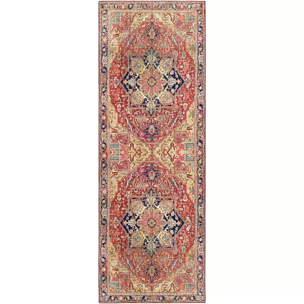 Artistic Weavers Reeta Printed Medallion Area Rug10 SquareBright RedWheat2 ft 6 in x 7 ft 6 in RedGold