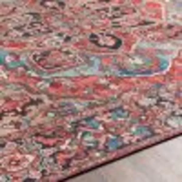 Artistic Weavers Reeta Printed Medallion Area Rug10 SquareBright RedWheat2 ft 7 in x 10 ft Bright RedWheat