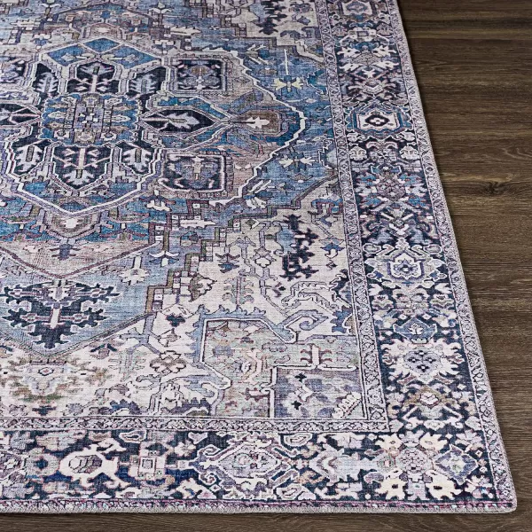 Artistic Weavers Reeta Printed Medallion Area Rug10 SquareBright RedWheat3 ft 6 in x 5 ft 6 in DenimLilac