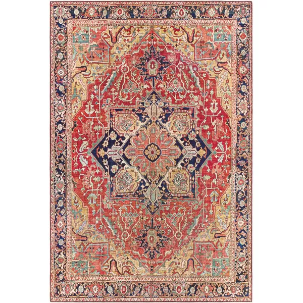 Artistic Weavers Reeta Printed Medallion Area Rug10 SquareBright RedWheat3 ft 6 in x 5 ft 6 in RedGold