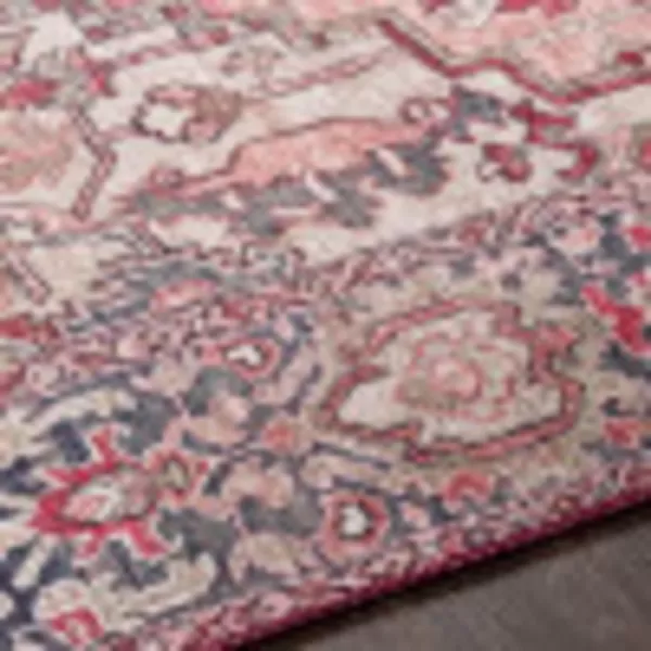 Artistic Weavers Reeta Printed Medallion Area Rug10 SquareBright RedWheat9 ft x 12 ft BurgundyDark Blue