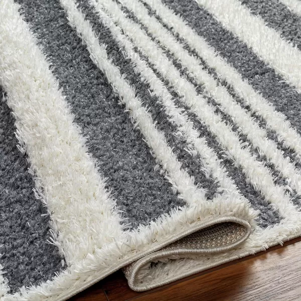 Artistic Weavers Rodos Modern Striped Shag Rug53 x 7Charcoal53 x 7