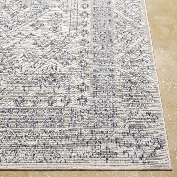 Artistic Weavers Sawyer Global Boho Medallion Outdoor Area Rug 53 x 7 Khaki53 x 7 CreamBlue