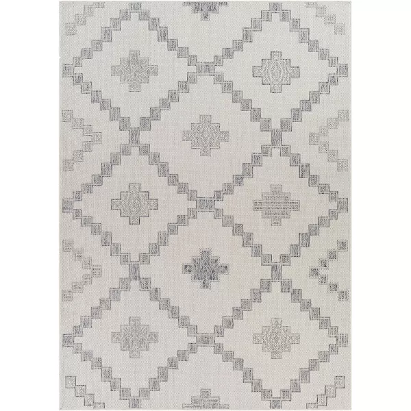 Artistic Weavers Sawyer Rustic Tribal Diamond Outdoor Area Rug 53 x 7 CreamBlueArtistic Weavers Sawyer Rustic Tribal Diamond Outdoor Area Rug 53 x 7 CreamBlue