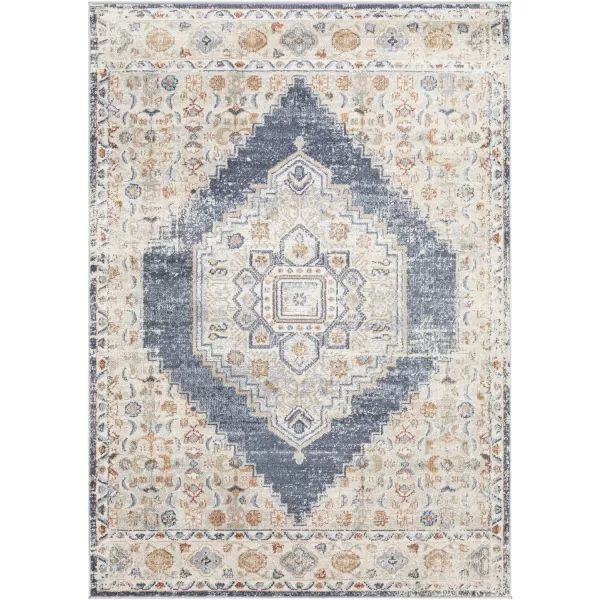 Artistic Weavers Shahnaz Traditional Medallion Area Rug 710 x 10 OrangeDenim53 x 7 OrangeDenim