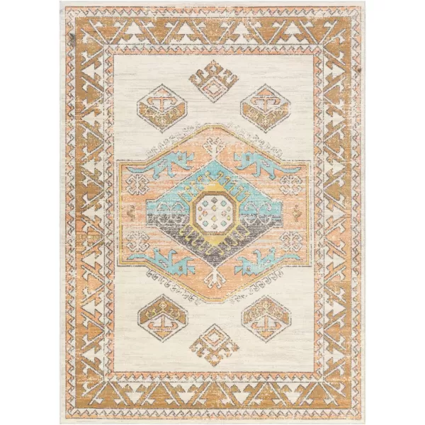 Artistic Weavers Sokanon Outdoor Medallion Area Rug53 x 73IvorySaffron53 x 73 IvorySaffron