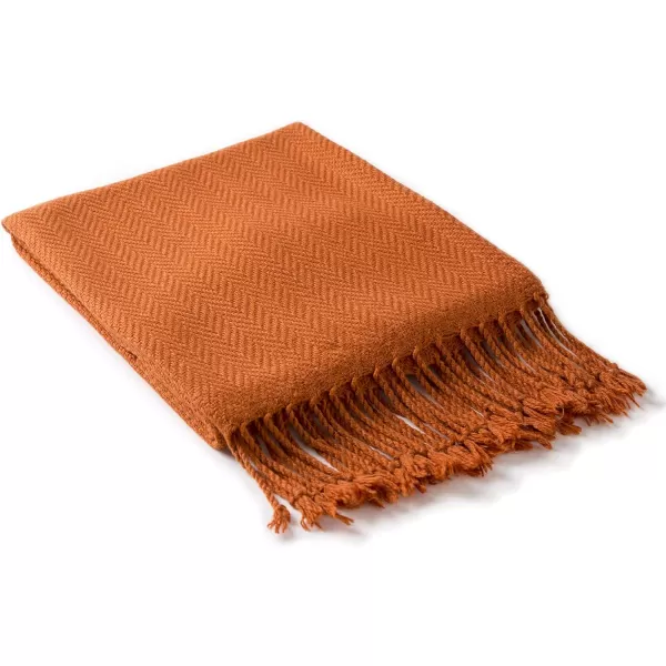 Artistic Weavers Tanner Solid Knit Hand Woven 100 Acrylic Pumpkin 50 x 60 Throw Burnt Orange50 x 60 Burnt Orange