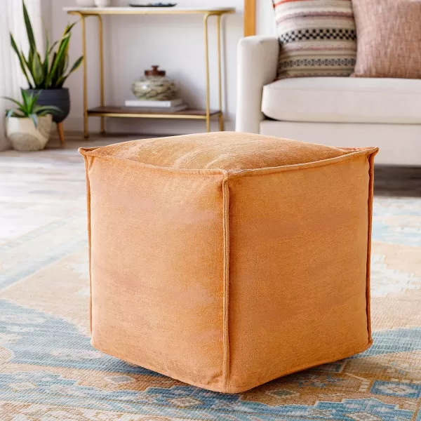 Artistic Weavers Thorin Distressed Pouf 18 H x 18 W x 18 D Khaki18H x 18W x 18D Orange