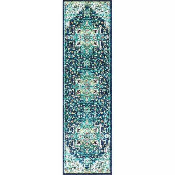 Artistic Weavers Wendy Vintage Medallion Area Rug53 x 79TealDark Blue22 x 77 Teal  Dark Blue