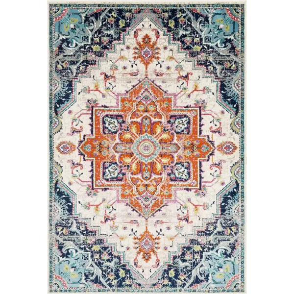 Artistic Weavers Wendy Vintage Medallion Area Rug53 x 79TealDark Blue53 x 79 Orange  Aqua