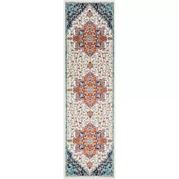 Artistic Weavers Wendy Vintage Medallion Area Rug53 x 79TealDark Blue67 x 96 Orange  Aqua