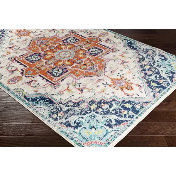 Artistic Weavers Wendy Vintage Medallion Area Rug53 x 79TealDark Blue67 x 96 Orange  Aqua