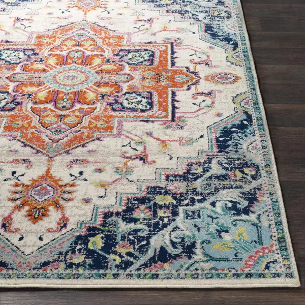 Artistic Weavers Wendy Vintage Medallion Area Rug53 x 79TealDark Blue810 x 1210 Orange  Aqua