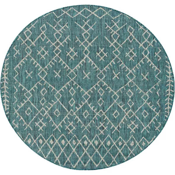 Artistic Weavers Yesina Bohemian Outdoor Area Rug 710 Square Aqua53 Round Aqua