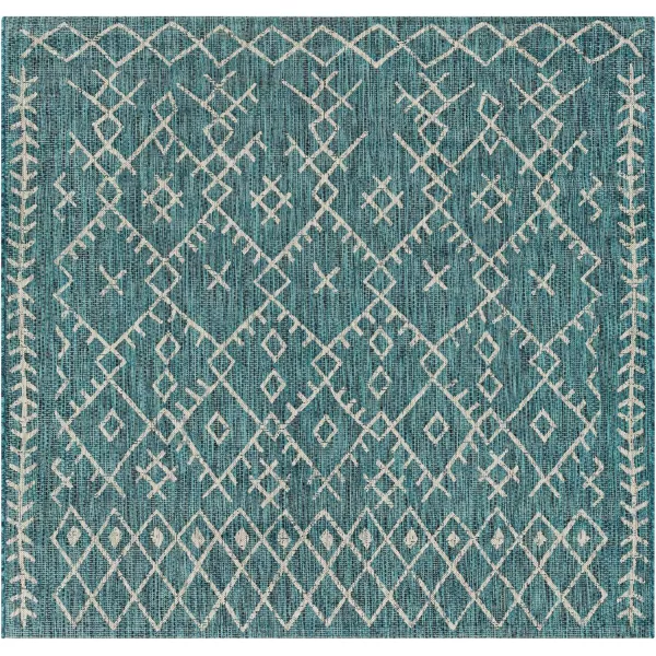 Artistic Weavers Yesina Bohemian Outdoor Area Rug 710 Square Aqua67 Square Aqua