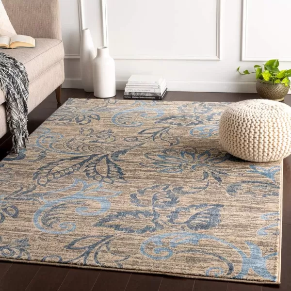 Deacon Coffee Bean Transitional Area Rug 10 x 13Rectangular Blue 2 ft x 3 ft 3 in