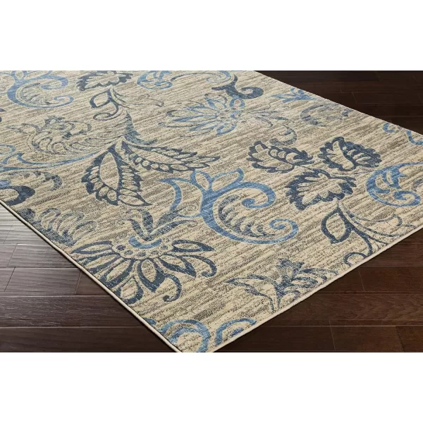 Deacon Coffee Bean Transitional Area Rug 10 x 13Rectangular Blue 3 ft 11 in x 5 ft 3 in