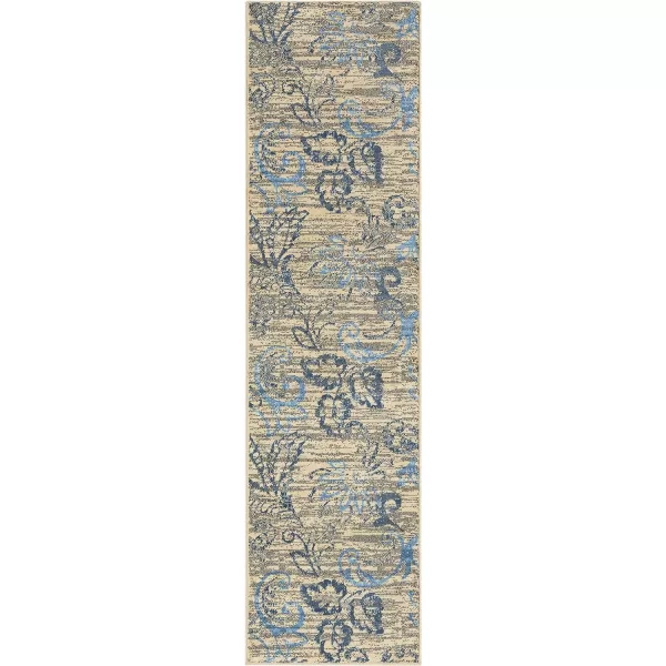 Deacon Coffee Bean Transitional Area Rug 10 x 13Runner Blue 2 ft x 7 ft 5 in