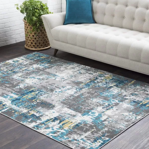 Dreama Burnt Orange and Gray Modern Area Rug 710 x 1032 x 211 Teal