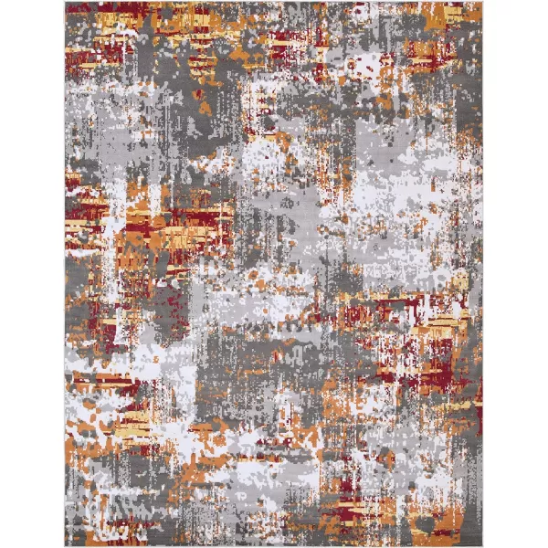 Dreama Burnt Orange and Gray Modern Area Rug 710 x 103710 x 102 Burnt Orange