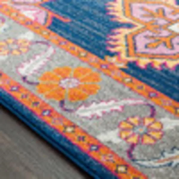 Elodia Dark Blue and Teal Updated Traditional Area Rug 27 x 73Dark Blue 3 ft 11 in x 5 ft 7 in