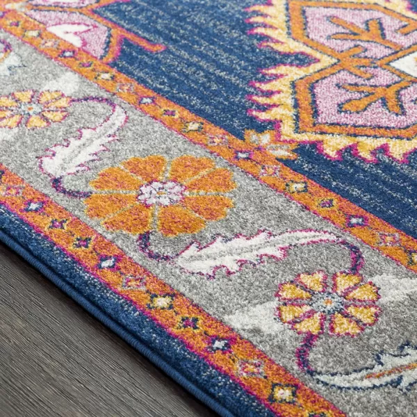 Elodia Dark Blue and Teal Updated Traditional Area Rug 27 x 73Dark Blue 3 ft 11 in x 5 ft 7 in