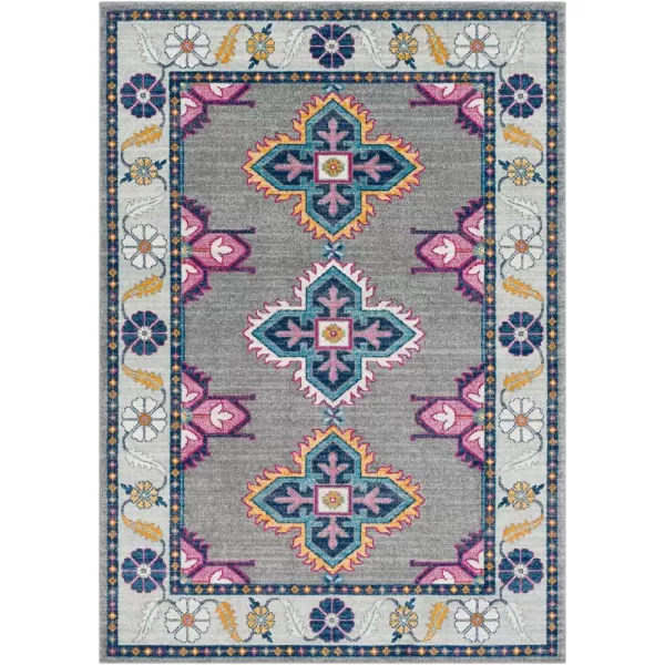 Elodia Dark Blue and Teal Updated Traditional Area Rug 27 x 73Medium Gray 2 ft 7 in x 7 ft 3 in