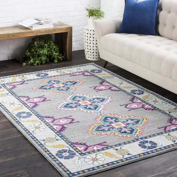 Elodia Dark Blue and Teal Updated Traditional Area Rug 53 x 73Elodia Dark Blue and Teal Updated Traditional Area Rug 53 x 73