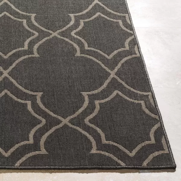 Georgia Beige Indoor  Outdoor Area Rug 73 Square2 ft 5 in x 11 ft 10 in Black