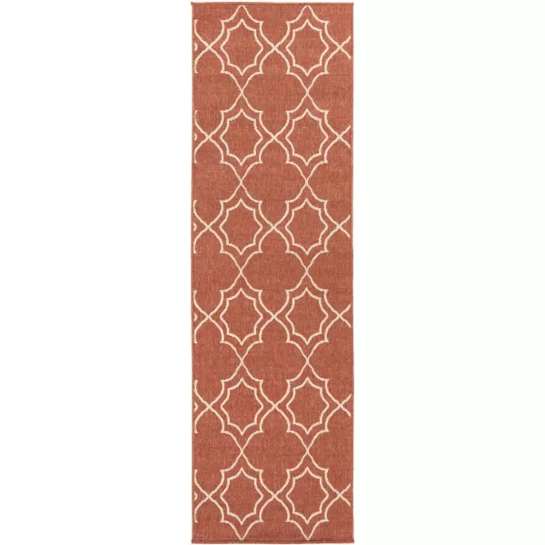 Georgia Beige Indoor  Outdoor Area Rug 73 Square2 ft 5 in x 11 ft 10 in Red