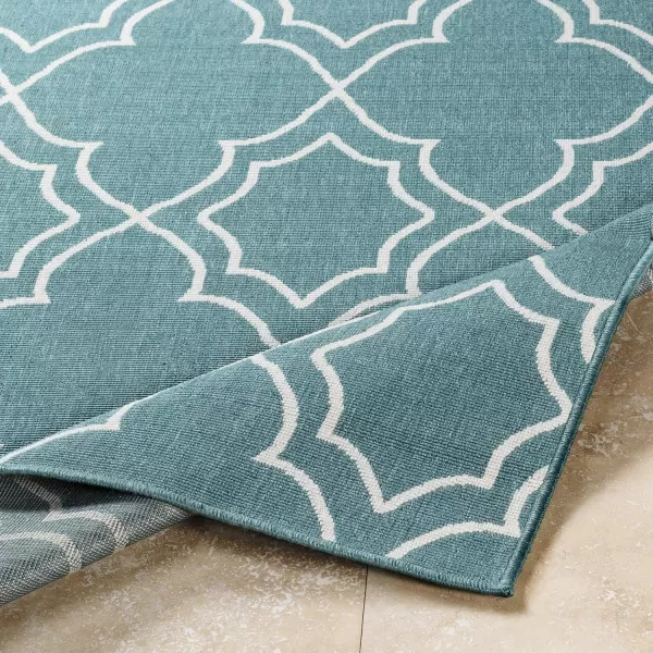 Georgia Beige Indoor  Outdoor Area Rug 73 Square2 ft 5 in x 11 ft 10 in TealWhite