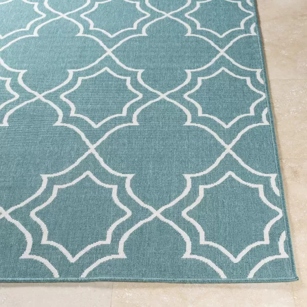 Georgia Beige Indoor  Outdoor Area Rug 73 Square2 ft 5 in x 11 ft 10 in TealWhite