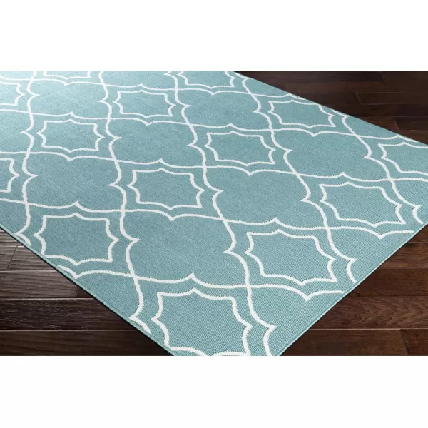 Georgia Beige Indoor  Outdoor Area Rug 73 Square2 ft 5 in x 11 ft 10 in TealWhite