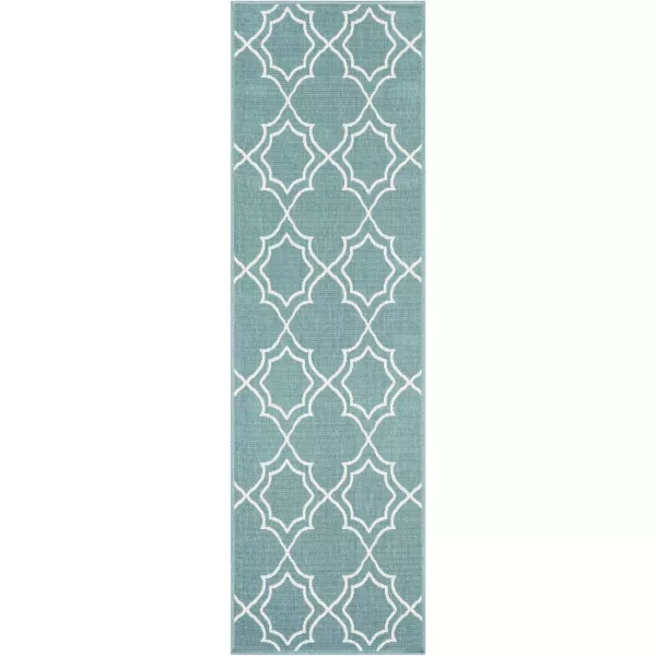 Georgia Beige Indoor  Outdoor Area Rug 73 Square2 ft 5 in x 11 ft 10 in TealWhite