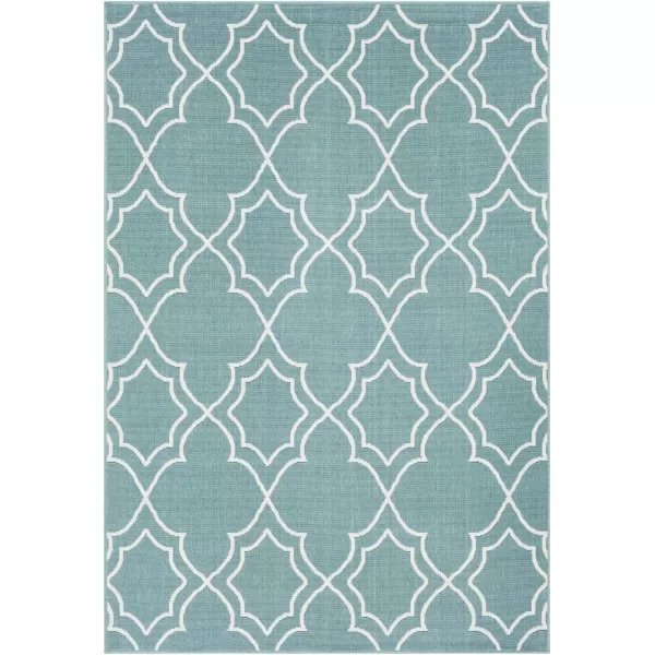 Georgia Beige Indoor  Outdoor Area Rug 73 Square2 ft 5 in x 4 ft 5 in TealWhite