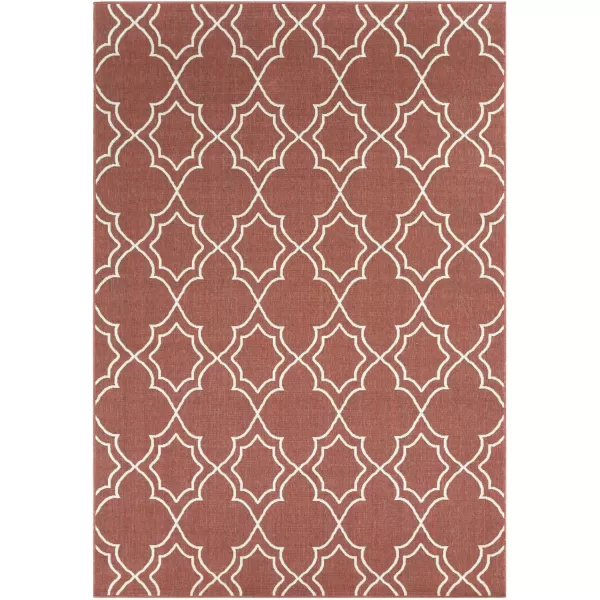 Georgia Beige Indoor  Outdoor Area Rug 73 Square5 ft 11 in x 8 ft 10 in Red