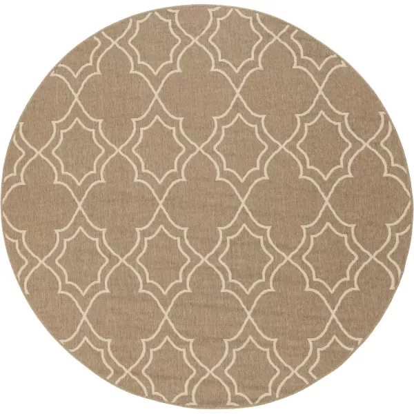 Georgia Beige Indoor  Outdoor Area Rug 73 Square5 ft 3 in Round Tan