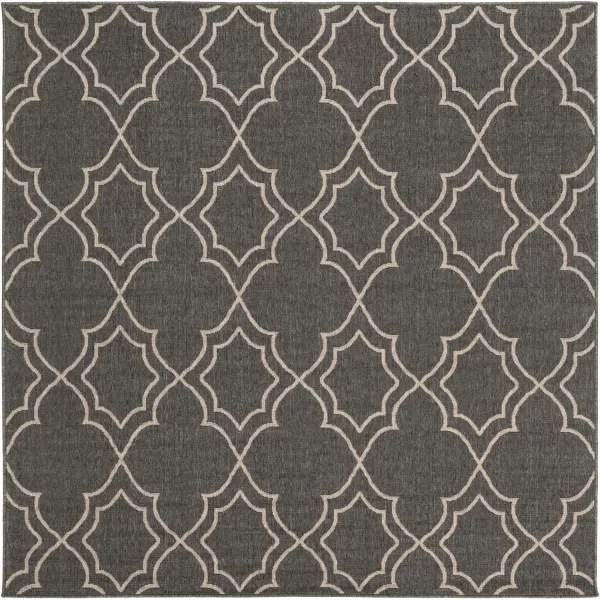 Georgia Beige Indoor  Outdoor Area Rug 73 Square7 ft 3 in Square Black