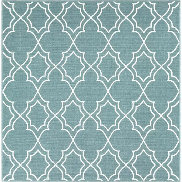 Georgia Beige Indoor  Outdoor Area Rug 73 Square7 ft 3 in Square Blue