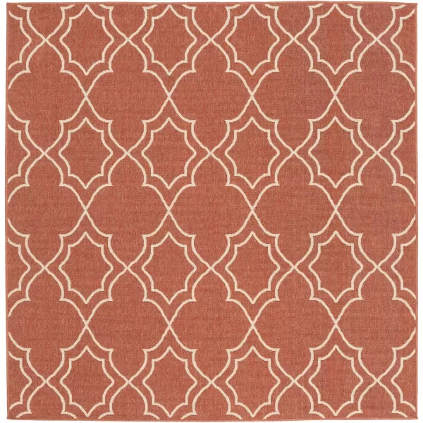 Georgia Beige Indoor  Outdoor Area Rug 73 Square73 Square Red