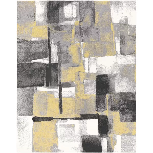 Malachi Black and Gray Modern Area Rug 711 x 10711 x 10 Mustard