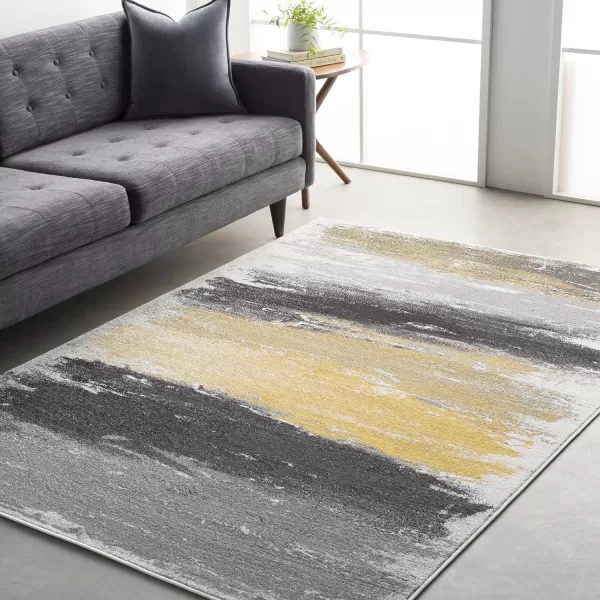 Nicola Gray and Yellow Modern Area Rug 53 x 7653 x 76 Yellow