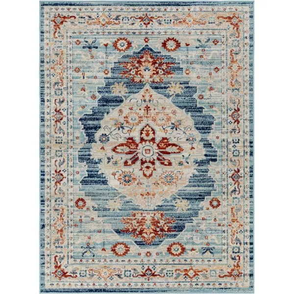 Redondo Beach Outdoor Boho Area Rug53 x 7SlateCoral53 x 7 Burnt OrangeLight Blue